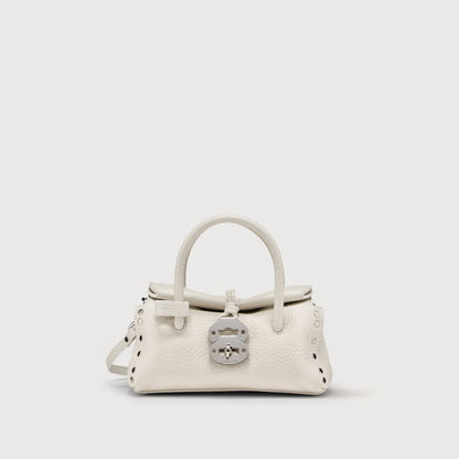 Borsa a Mano Savellini Vera Baby in Ecopelle Martellata — Bianco