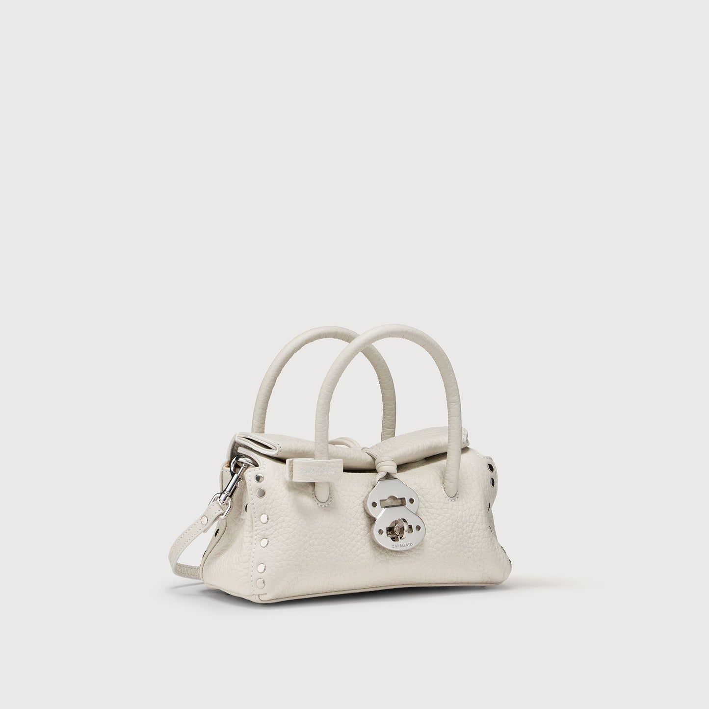 Borsa a Mano Savellini Vera Baby in Ecopelle Martellata — Bianco