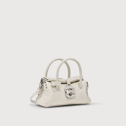 Borsa a Mano Savellini Vera Baby in Ecopelle Martellata — Bianco