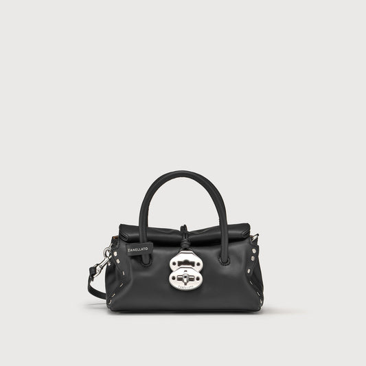 Borsa a Mano Savellini Vera Baby in Ecopelle Liscia — Nero Ardesia