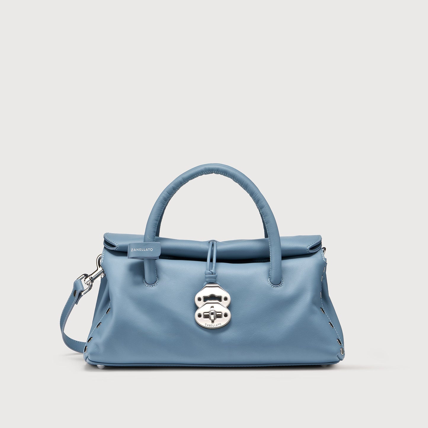 Borsa a Mano Savellini Vera Small in Ecopelle Liscia — Blu Oceano