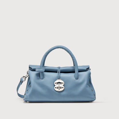 Borsa a Mano Savellini Vera Small in Ecopelle Liscia — Blu Oceano