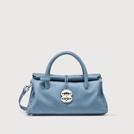 Borsa a Mano Savellini Vera Small in Ecopelle Liscia — Blu Oceano