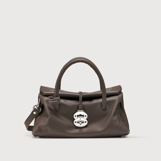 Borsa a Mano Savellini Vera Small in Ecopelle Liscia — Cuoio