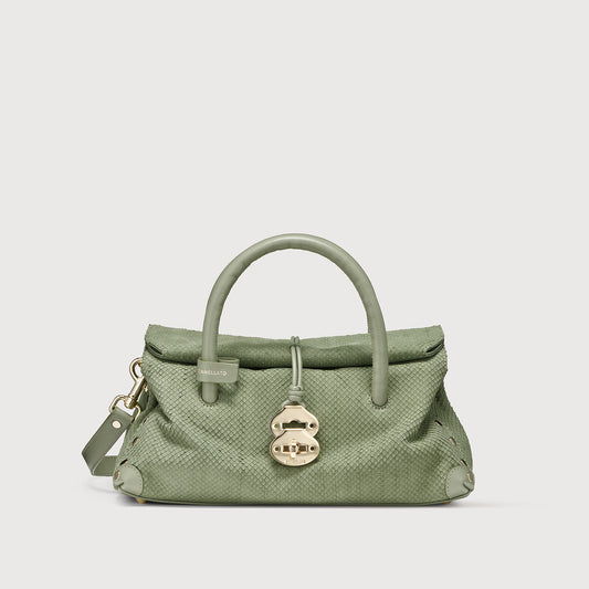 Borsa a Mano Savellini Vera Small in Ecopelle Stampata — Verde Salvia