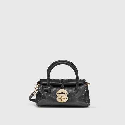 Borsa a Mano Savellini Vera Baby in Pelle di Cactus — Nero