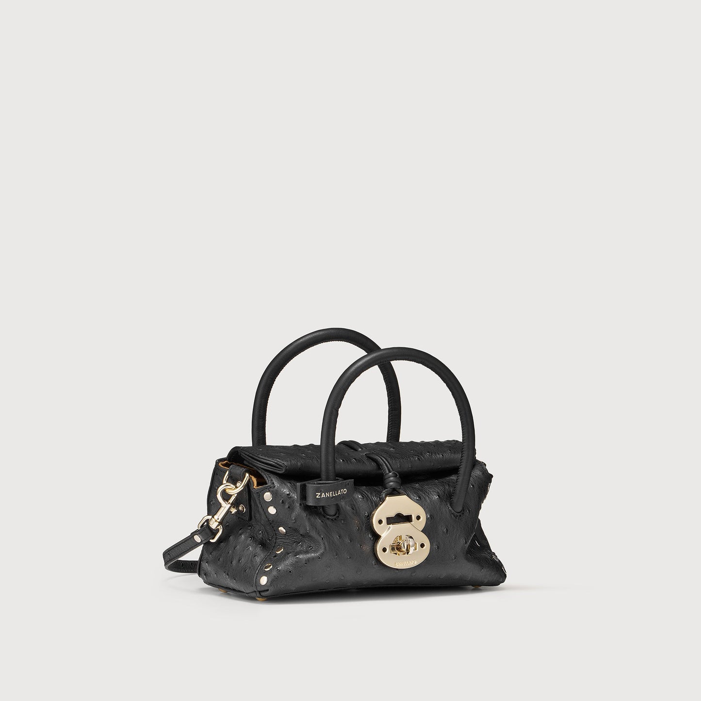 Borsa a Mano Savellini Vera Baby in Pelle di Cactus — Nero