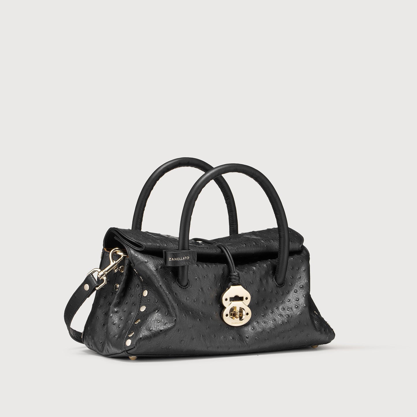 Borsa a Mano Savellini Vera Small in Pelle di Cactus — Nero