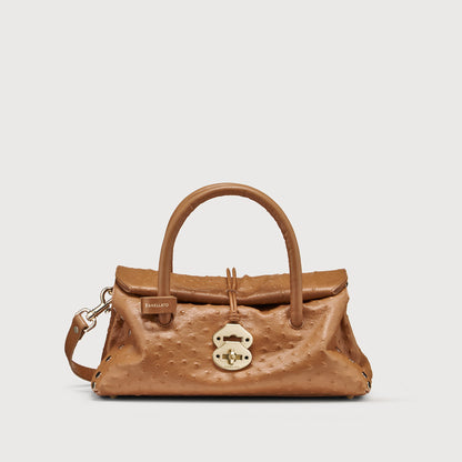 Borsa a Mano Savellini Vera Small in Pelle di Cactus — Cuoio
