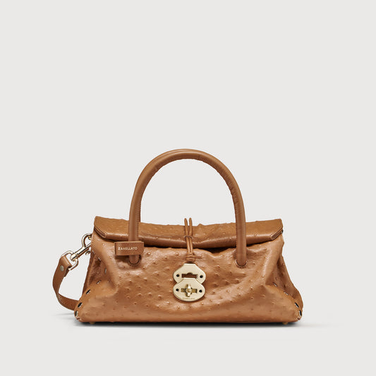 Borsa a Mano Savellini Vera Small in Pelle di Cactus — Cuoio