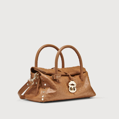 Borsa a Mano Savellini Vera Small in Pelle di Cactus — Cuoio