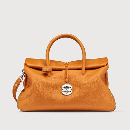 Borsa a Mano Savellini Vera Maxi in Ecopelle Martellata — Arancio