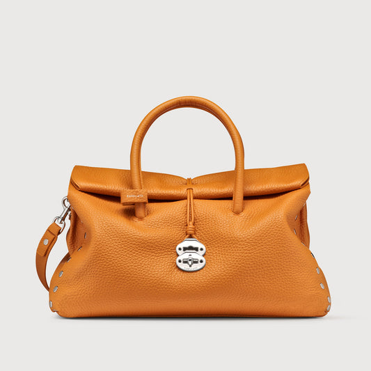 Borsa a Mano Savellini Vera Maxi in Ecopelle Martellata — Arancio