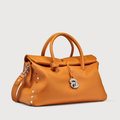 Borsa a Mano Savellini Vera Maxi in Ecopelle Martellata — Arancio