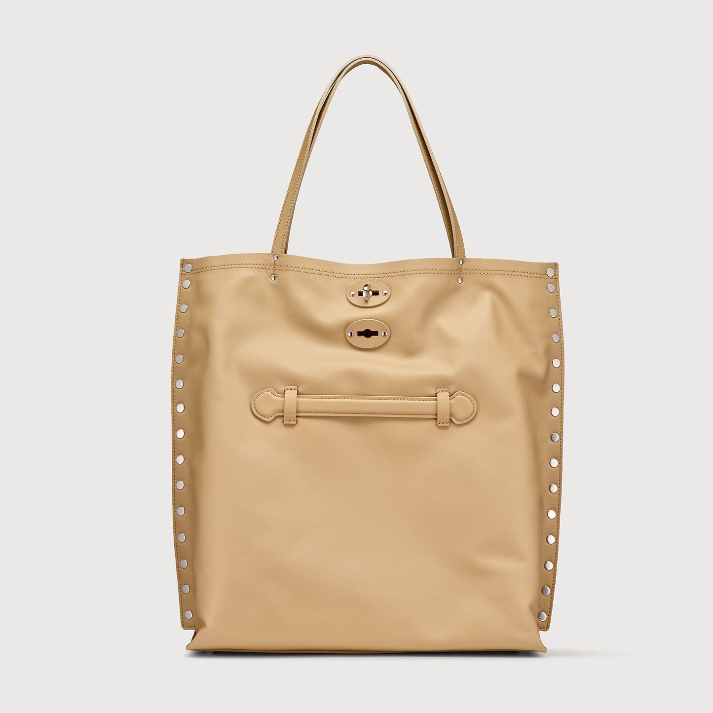 Borsa Shopper Savellini Mila in Ecopelle Liscia — Beige Naturale