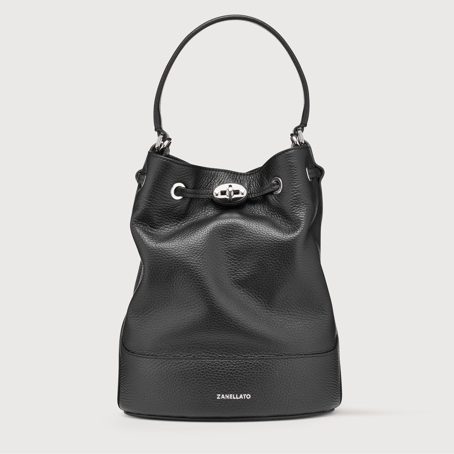 Borsa a Secchiello Savellini Luna in Ecopelle Martellata — Nero
