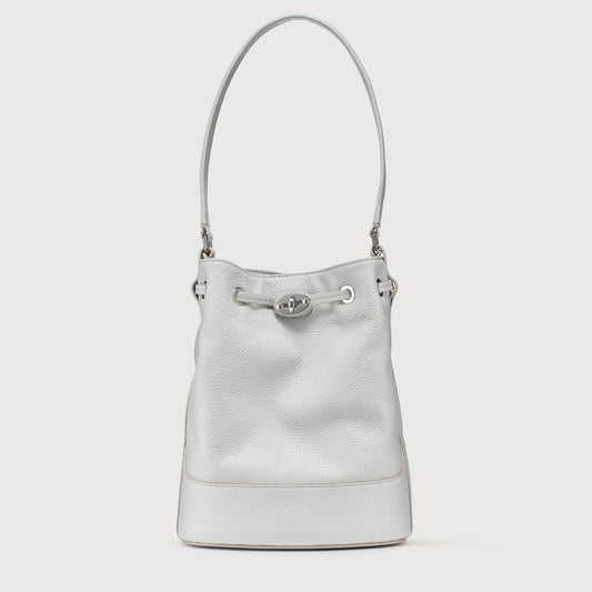 Borsa a Secchiello Savellini Luna in Ecopelle Martellata — Grigio Carrara