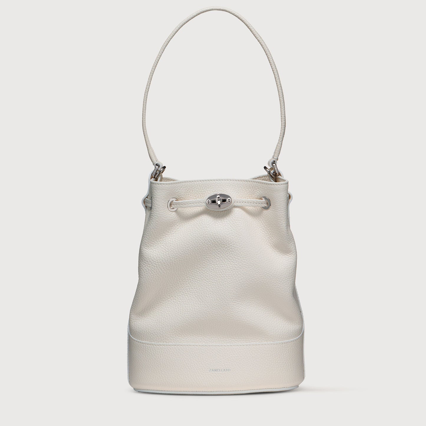 Borsa a Secchiello Savellini Luna in Ecopelle Martellata — Bianco Latte