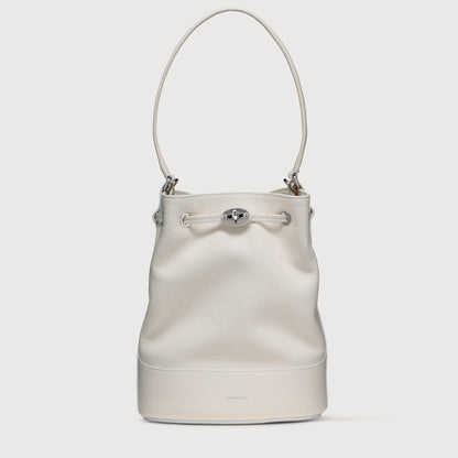 Borsa a Secchiello Savellini Luna in Ecopelle Martellata — Bianco Latte