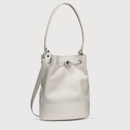 Borsa a Secchiello Savellini Luna in Ecopelle Martellata — Bianco Latte