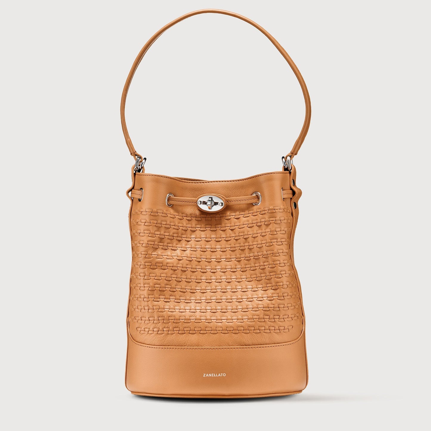 Borsa a Secchiello Savellini Luna in Suede Vegano — Beige Tabacco