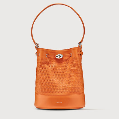 Borsa a Secchiello Savellini Luna in Suede Vegano — Arancio Sicilia