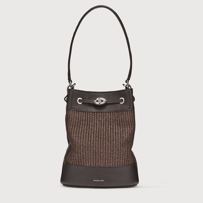 Borsa a Secchiello Savellini Luna in Vimini — Marrone Sottobosco