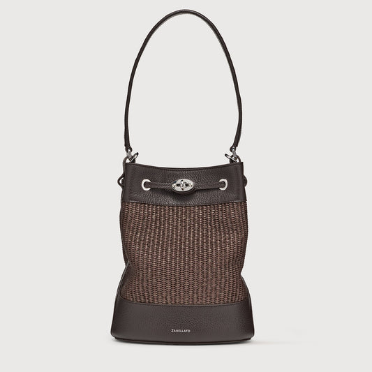 Borsa a Secchiello Savellini Luna in Vimini — Marrone Sottobosco