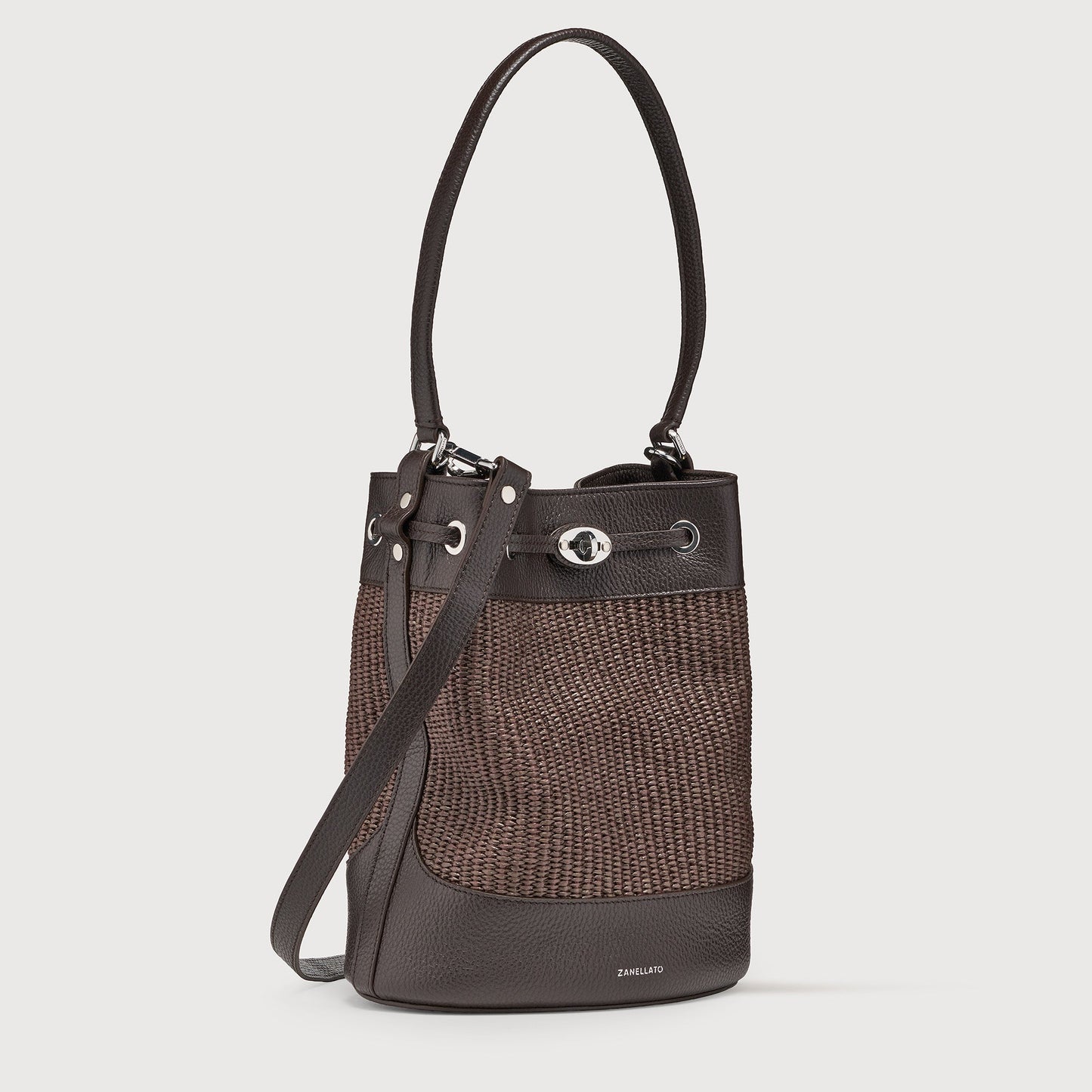 Borsa a Secchiello Savellini Luna in Vimini — Marrone Sottobosco