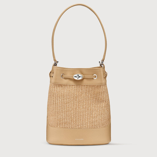 Borsa a Secchiello Savellini Luna in Vimini — Beige Paprika