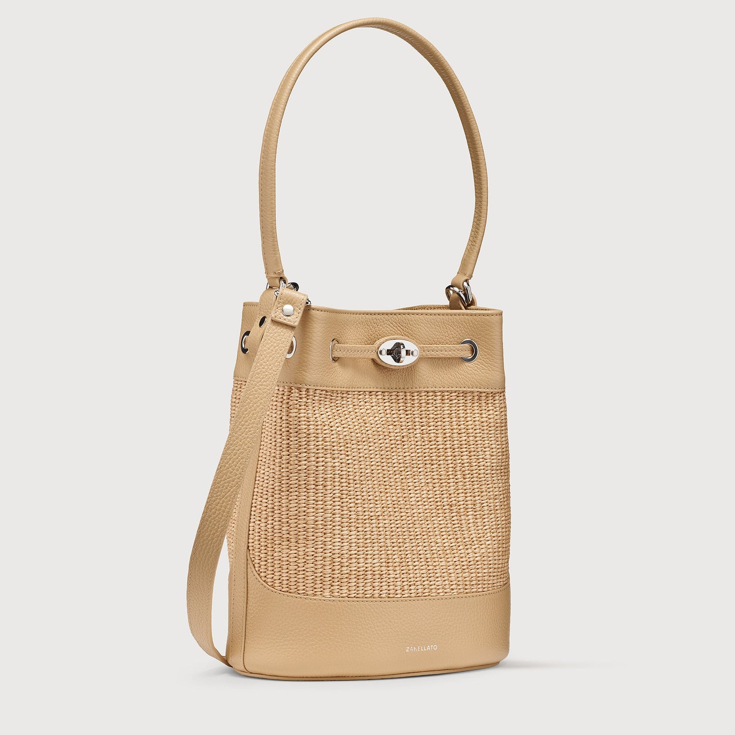 Borsa a Secchiello Savellini Luna in Vimini — Beige Paprika