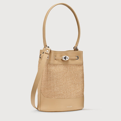 Borsa a Secchiello Savellini Luna in Vimini — Beige Paprika