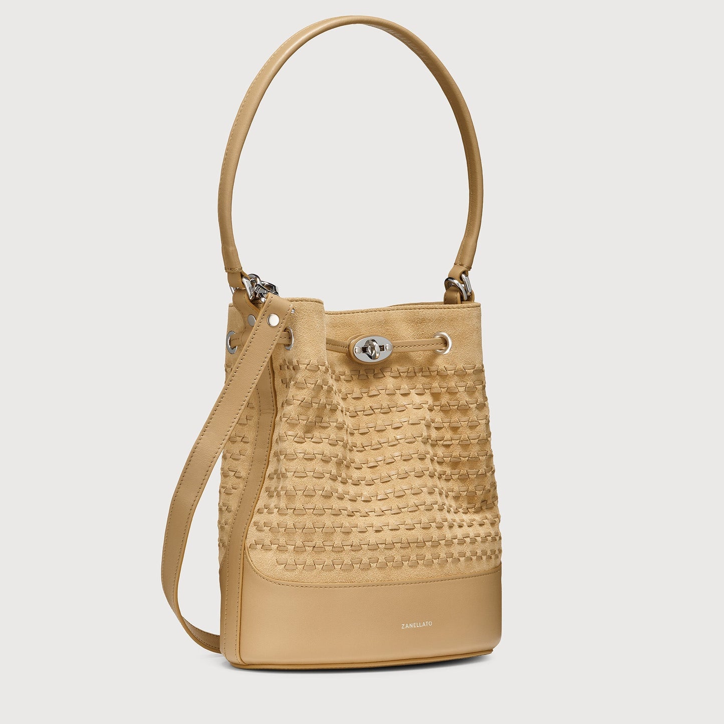 Borsa a Secchiello Savellini Luna in Suede Vegano — Avorio