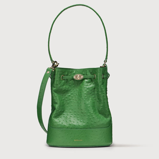 Borsa a Secchiello Savellini Luna in Pelle di Cactus — Verde Oliva