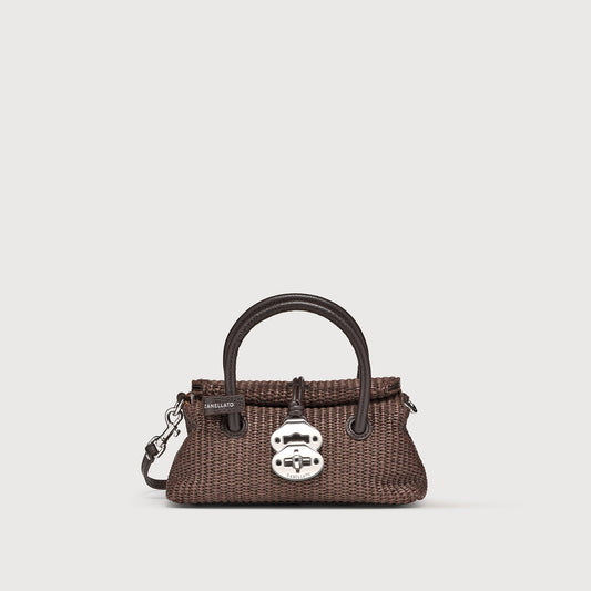 Borsa a Mano Savellini Vera Baby in Vimini — Marrone Sottobosco