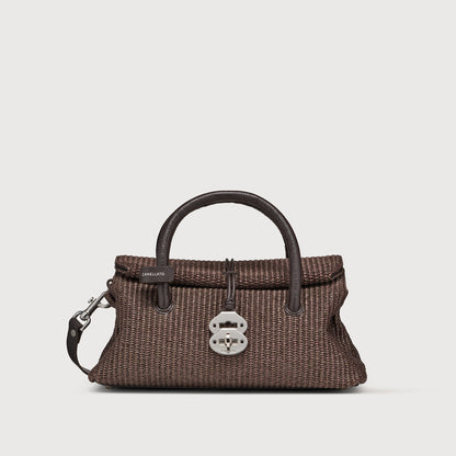 Borsa a Mano Savellini Vera Small in Vimini — Marrone Sottobosco