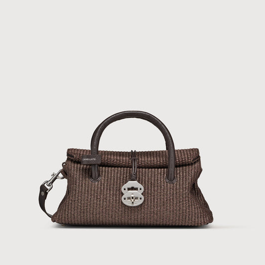 Borsa a Mano Savellini Vera Small in Vimini — Marrone Sottobosco