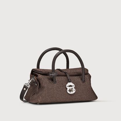 Borsa a Mano Savellini Vera Small in Vimini — Marrone Sottobosco