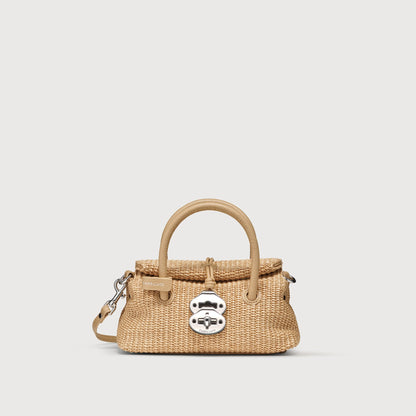 Borsa a Mano Savellini Vera Baby in Vimini — Beige Paprika