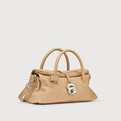 Borsa a Mano Savellini Vera Small in Vimini — Beige Paprika