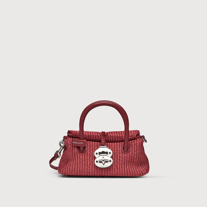 Borsa a Mano Savellini Vera Baby in Vimini — Rosso Ciliegia