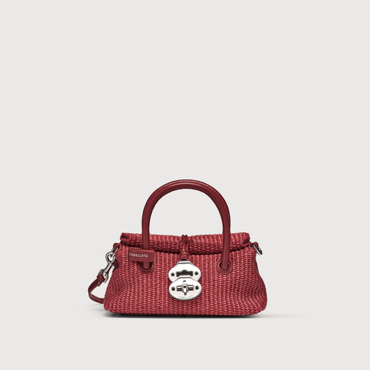 Borsa a Mano Savellini Vera Baby in Vimini — Rosso Ciliegia