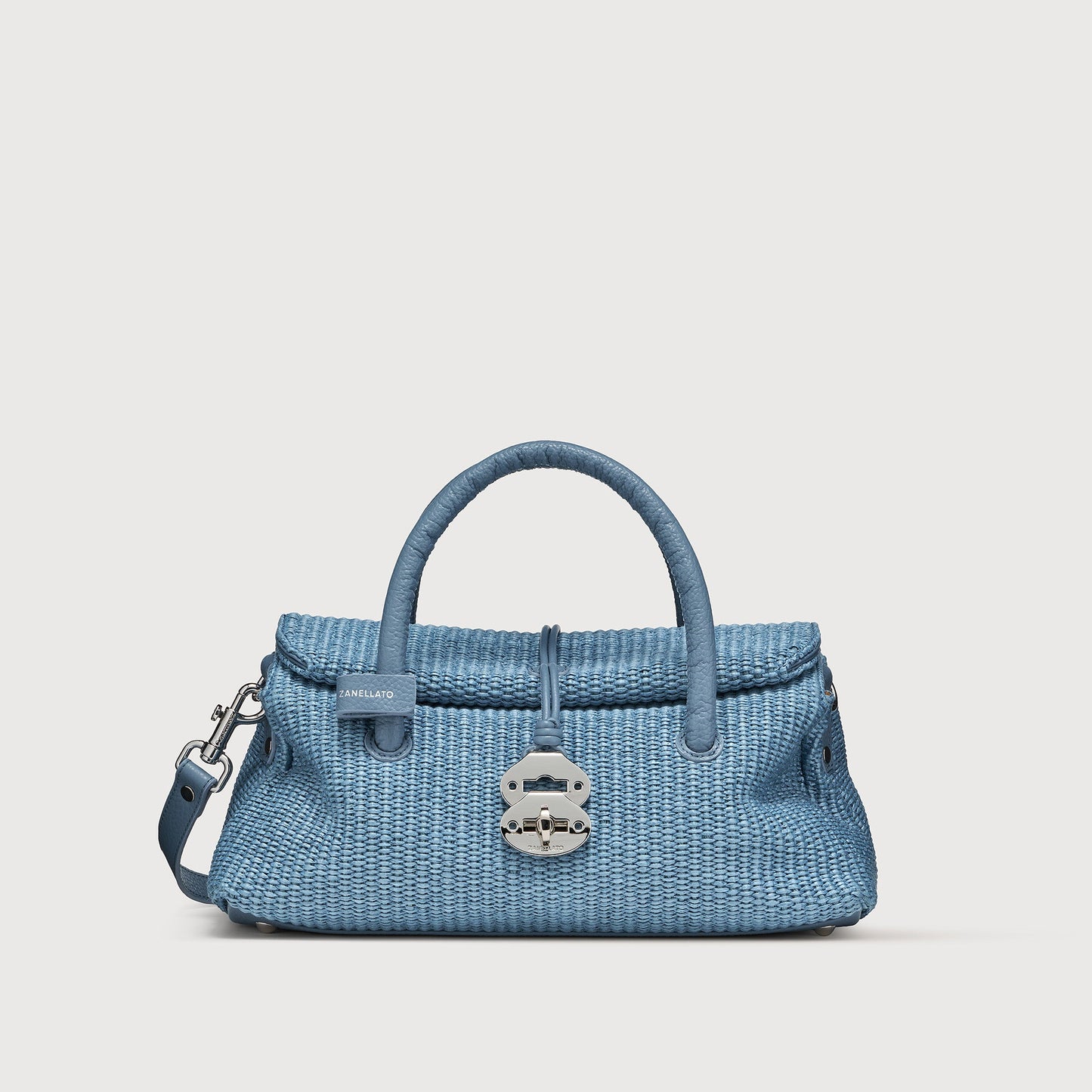 Borsa a Mano Savellini Vera Small in Vimini — Blu Adriatico