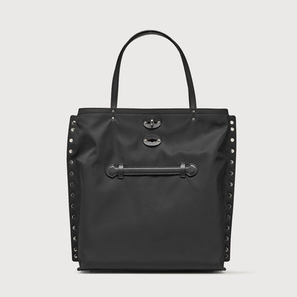 Borsa Shopper Savellini Mila in Tessuto — Nero Trama