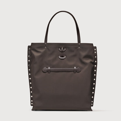 Borsa Shopper Savellini Mila in Tessuto — Marrone Noce
