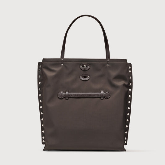 Borsa Shopper Savellini Mila in Tessuto — Marrone Noce