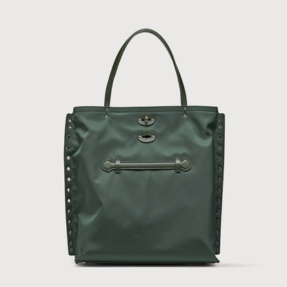 Borsa Shopper Savellini Mila in Tessuto — Verde Pitone