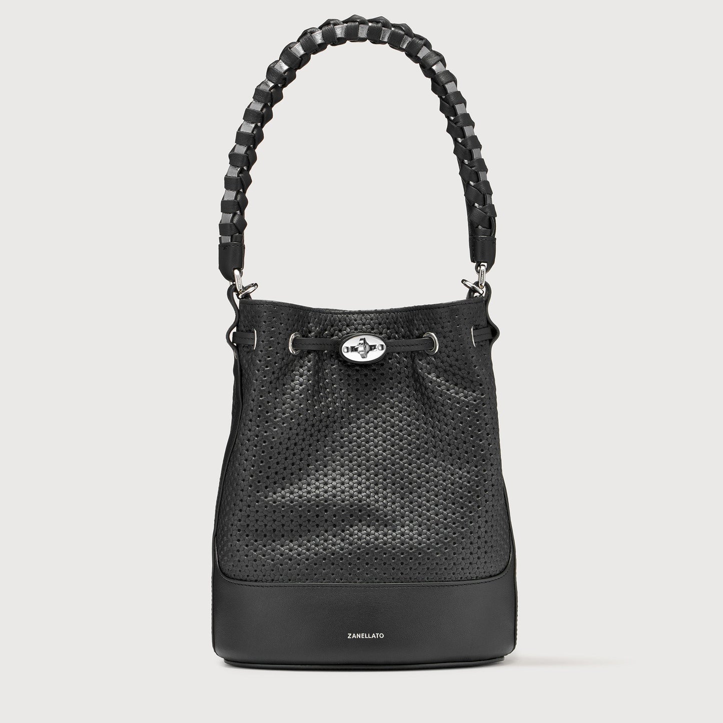 Borsa a Secchiello Savellini Luna in Ecopelle Liscia — Nero