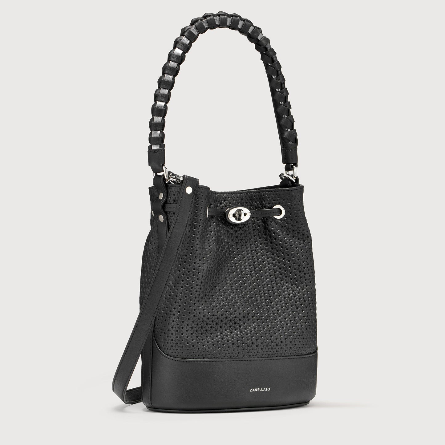 Borsa a Secchiello Savellini Luna in Ecopelle Liscia — Nero