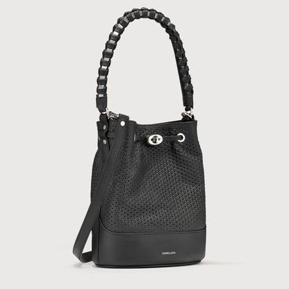 Borsa a Secchiello Savellini Luna in Ecopelle Liscia — Nero